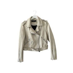 Zara Faux Suede Cropped Moto Jacket